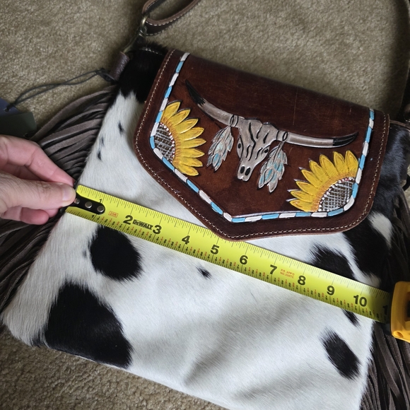 Myra Bag Cowhide Crossbody Bag with Fringe Nwt - Picture 3 of 8